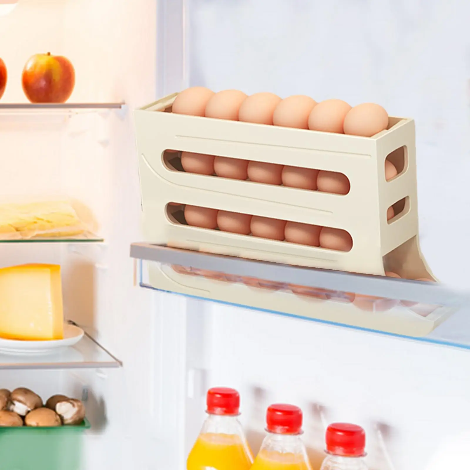 Refrigerator Egg Storage Box Reusable 4 Tier Egg Organizer Egg Holder for Pantry Cabinet Kitchen Organizer Cupboard Organization