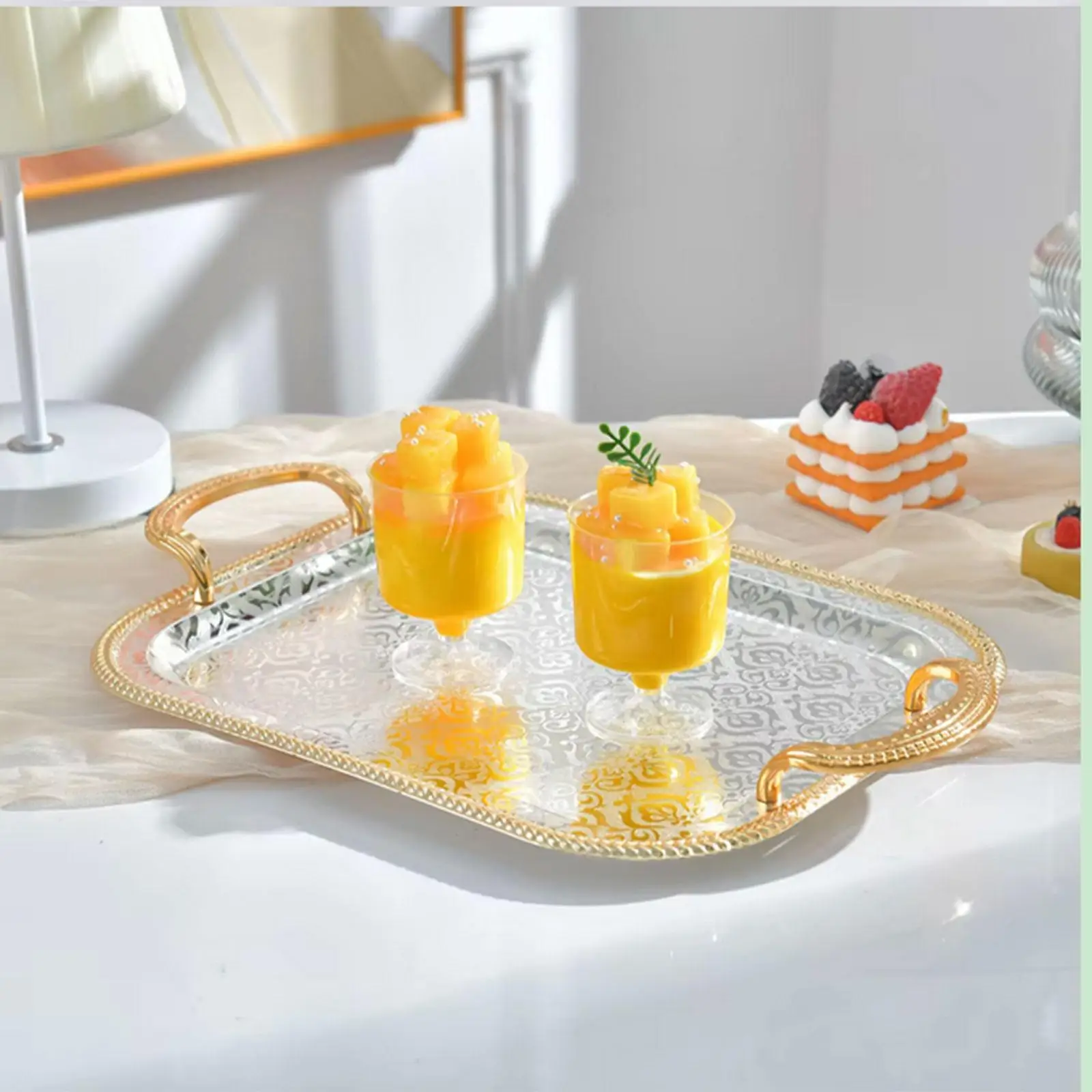 Platos para servir de 3 piezas, bandeja de postre, bandeja para dulces y pasteles, plato para vino, bandeja decorativa para fiesta, cumpleaños, desayuno