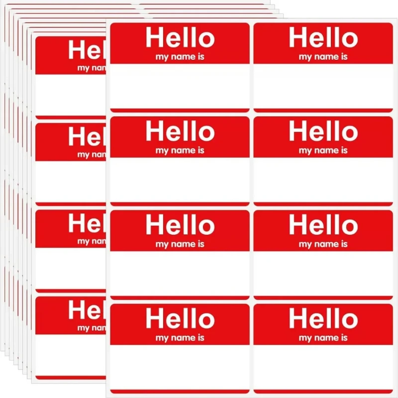 24pcs(3 Sheets, 8Pcs Per Sheet) Name Tag Stickers, Blank Write-on Self-Adhesive Name Labels for Student Office Stationery