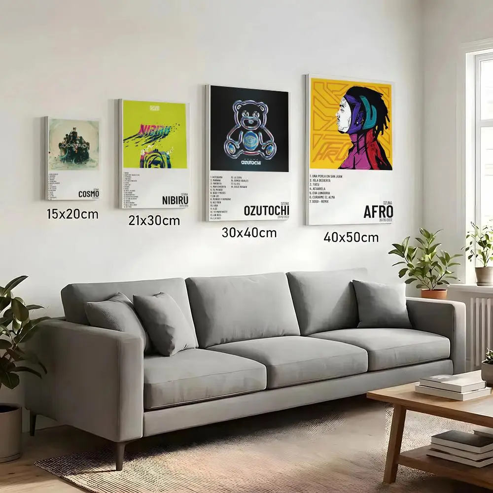 O-Ozuna Album Cover Singer Painting Calligraphy HD Canvas Print Poster Wall Art | Optional Frame | Modern Hallway Decor