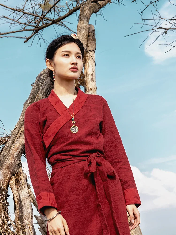 Tibetan Dress Daily Wear Dresses Chinese Ethnic Style Traditional Clothing Tibetan Costume Robe Oriental Femmes Tibet Clothes