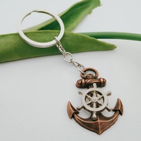 Fashion creative anchor rudder sailor key chain female bag key chain holiday jewelry men's car key chain party gifts.