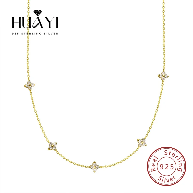 

S925 sterling silver necklace four-leaf clover plated 18k gold accessible luxury star full of stars choker women's jewelry