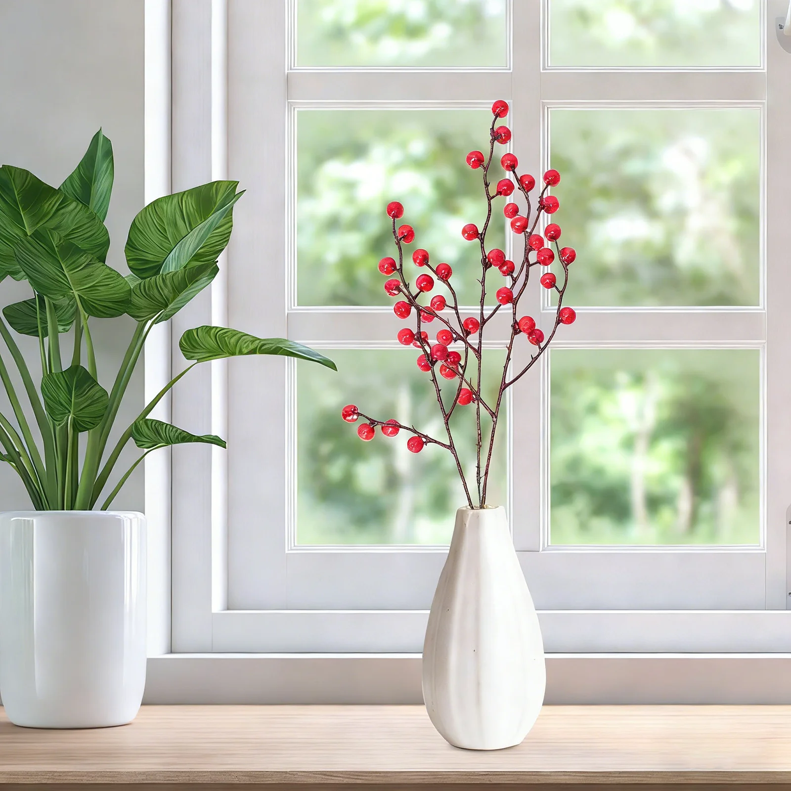 

10Pcs Simulation Holly Stem for Xmas Decor Artificial Flower Branch Delicate Home Adornment DIY Craft Dinner Table Decoration