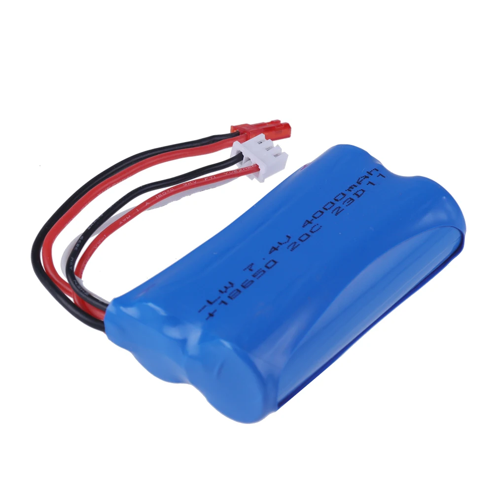 (JST Plug) 7.4V 4000mAh 18650 Li-ion Battery For Remote Control Helicopter Off-road Racing Car Boat Electric Toys Backup Battery