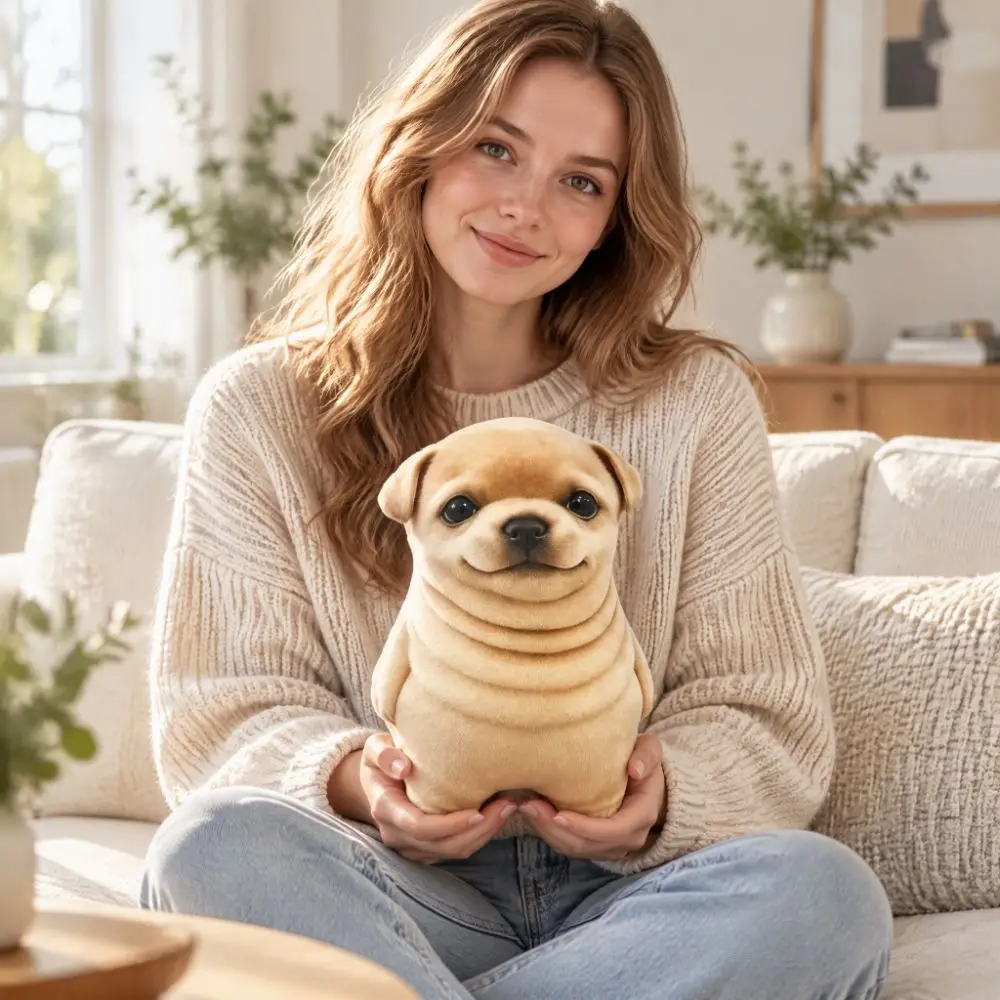 Creative 3D Printing Fat Dog Plush Toy Stuffed Animal Simulation Dog Plush Pillow Cartoon Abstract Doll Dog Cushion Kids Toy