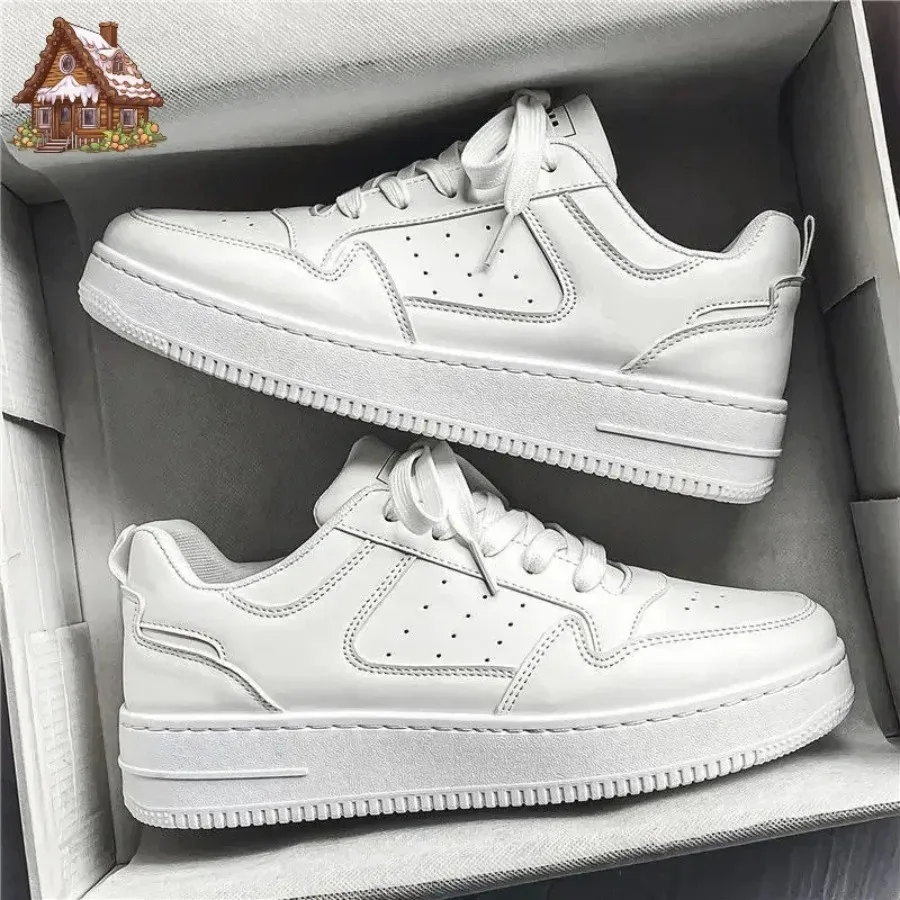 winter New Aerating Plate Shoes Men's Fashionable All-Matching Platform White Shoes Sports Casual Borad Shoes Fashionable Shoes