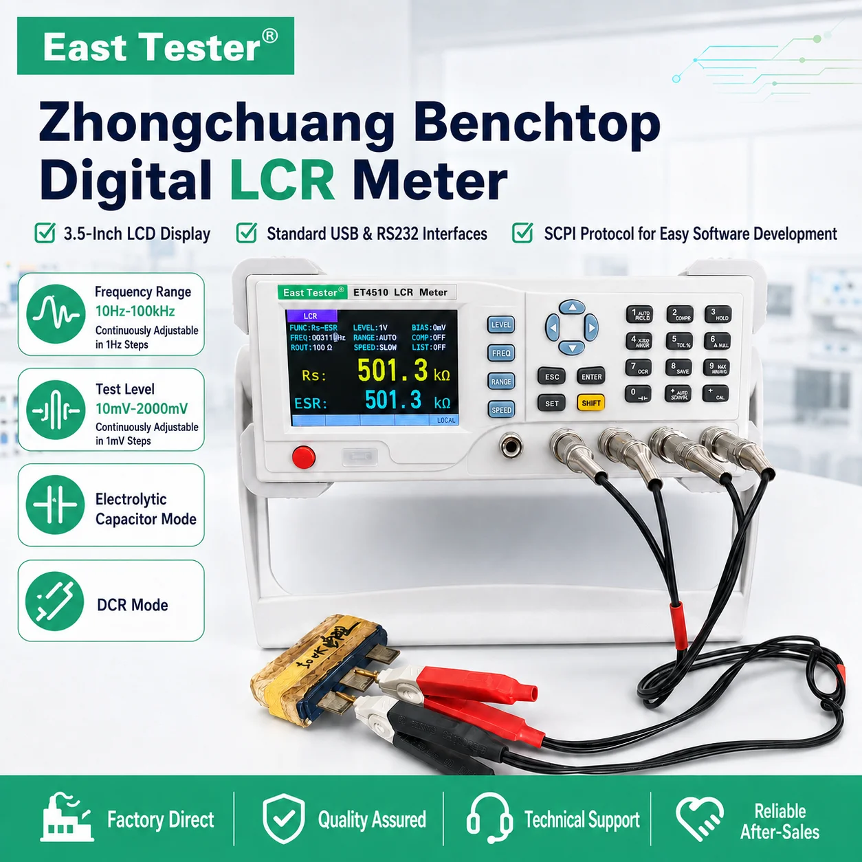ET4510 Benchtop LCR Meter Precision Digital Lab Tester for Apacitance Ground Insulation Resistance Inductance ET4501 ET4510
