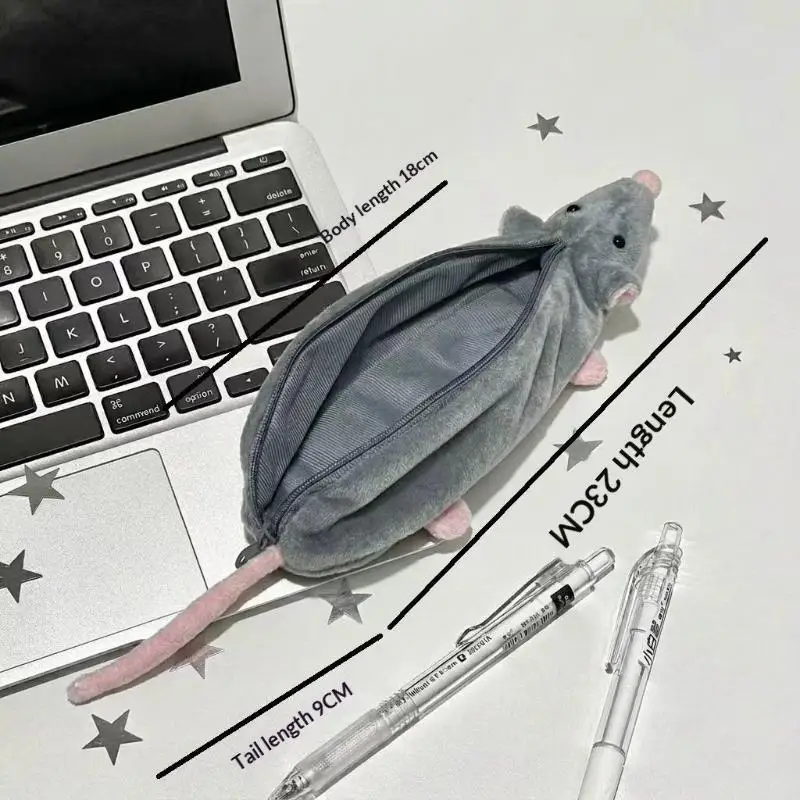1Pcs Cute Mouse Pencil Case Mouse-shaped Pencil Case Plush Toy Student Stationery Organizer