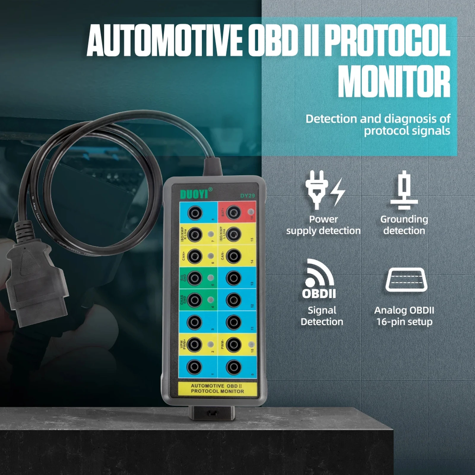 Herramientas de diagnóstico eléctrico, analizador Can Bus, caja de ruptura Can Bus con luz LED, Detector de protocolo OBDII automático de 16 pines