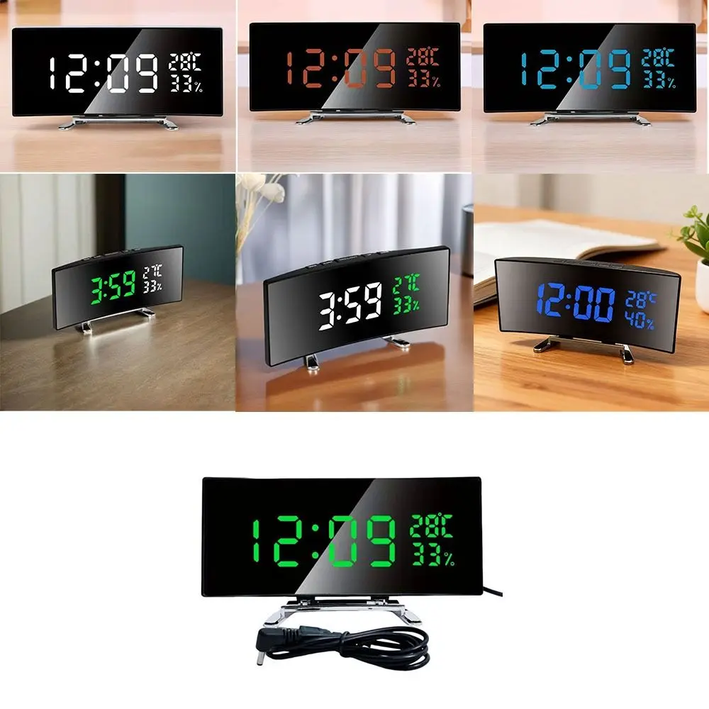 Curved LED Alarm Clock with Temp/Humidity 6