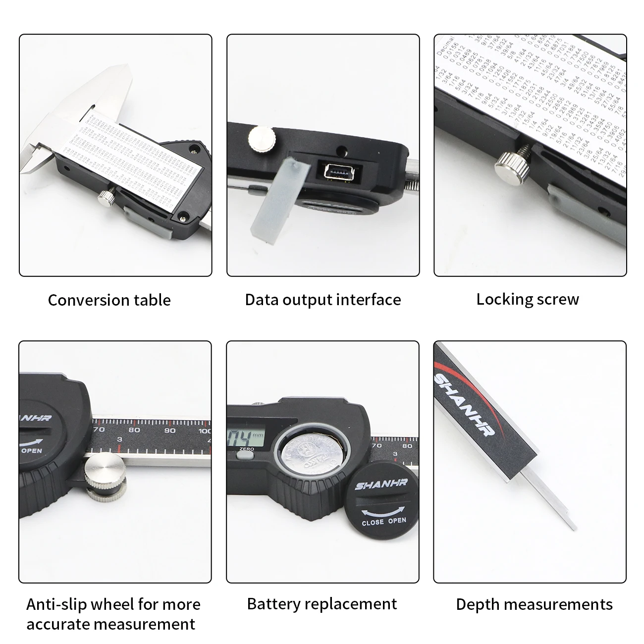 SHAHE-calibrador Vernier electrónico de acero inoxidable, herramientas de medición de alta precisión, 150 mm