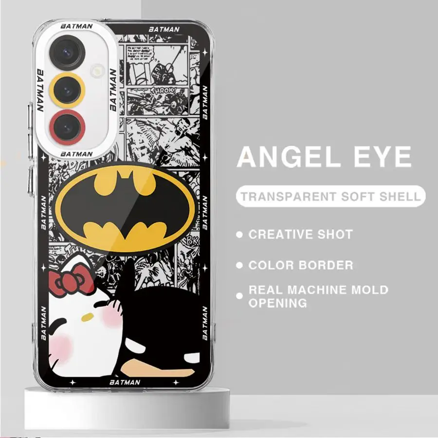 Cute Batmans Hellokitty phone Case for Samsung A13 A14 A15 A23 4G 5G A24 4G A25 A33 A34 A53 A54 A73 A35 A55 5G bag