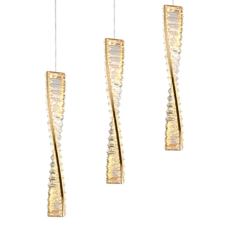 

Crystal restaurant bar counter light luxury small chandelier minimalist Italian homestay hotel room bed strip French long