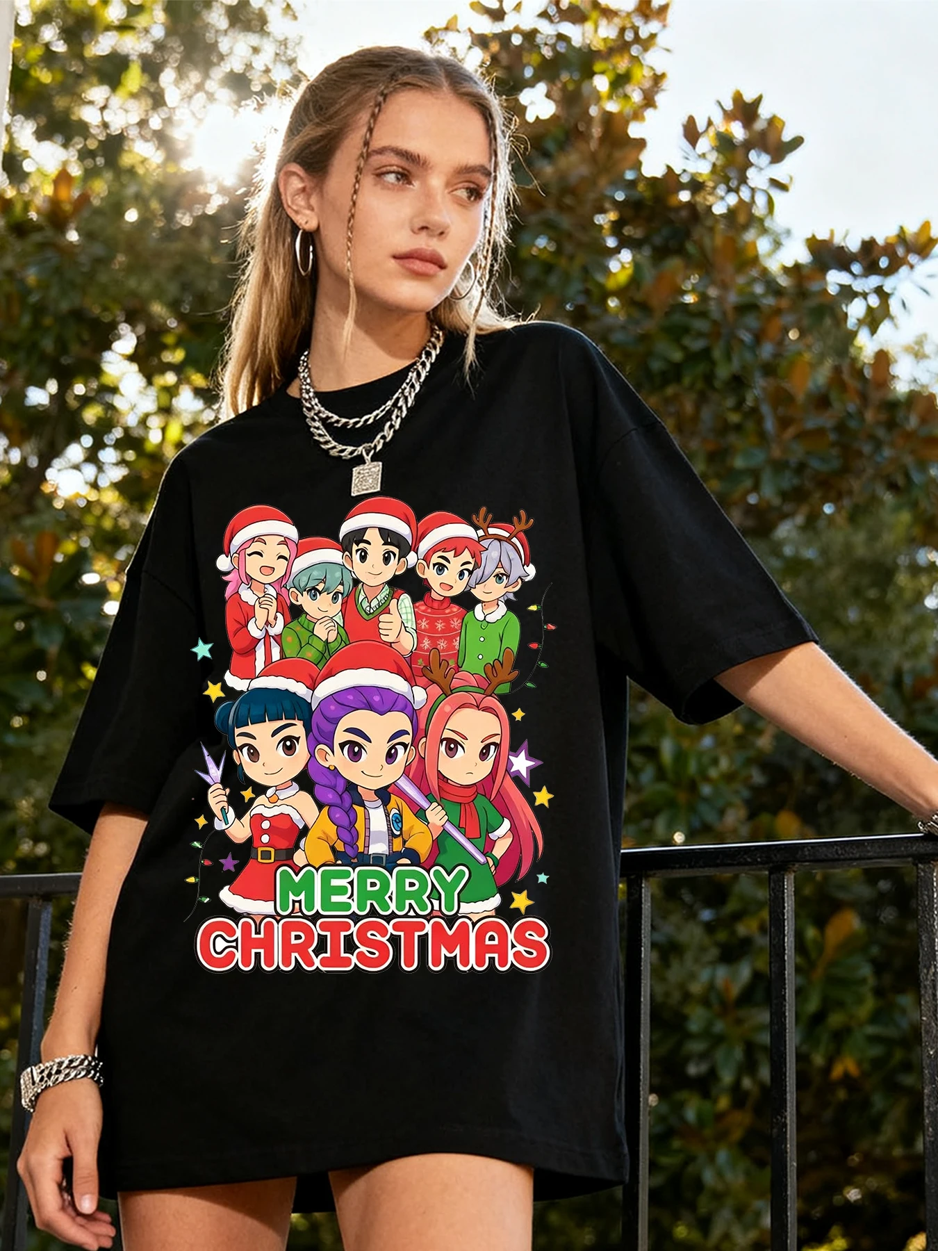 

Kpop Demon Hunters Saja Boys T-shirt hiphop y2k tops for women/men Christmas gifts