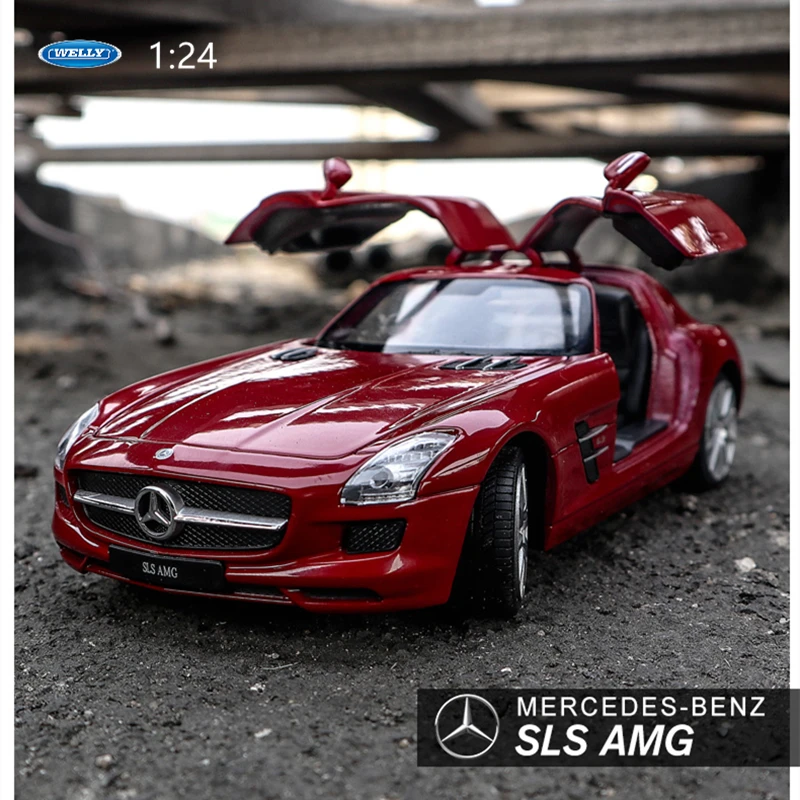 

1:24 WELLY Mercedes Benz SLS AMG Alloy Sports Car Model Diecast Model Toy High Simulation Car Decoration Boy Collection Gift