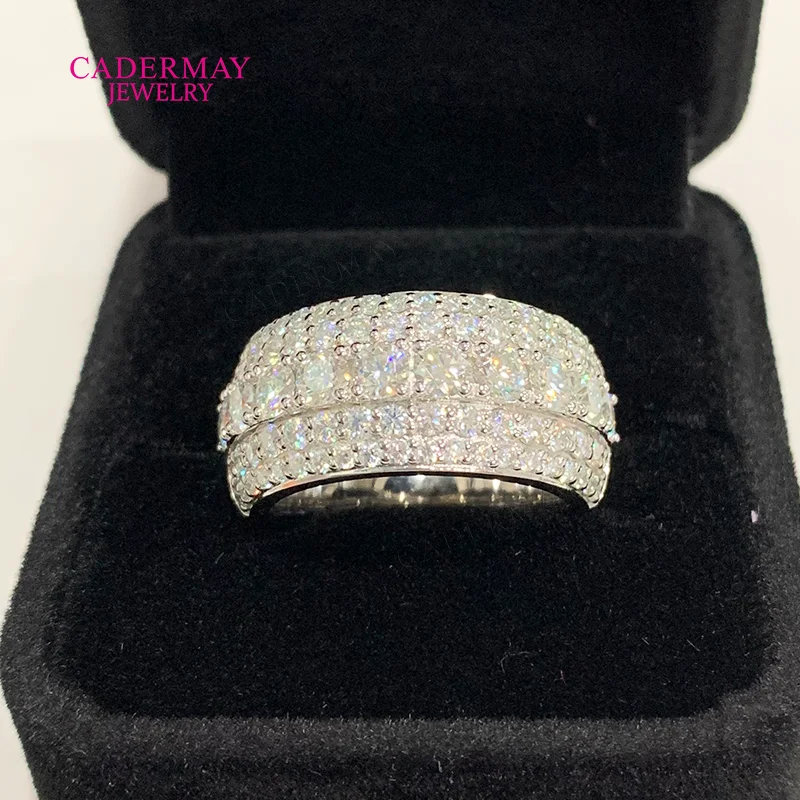 Moissanite Jewelry Half 5 Rows Moissanite Ring Band 925 Silver Round Shape VVS Moissanite Half Eternity Wedding Ring for Men view 4