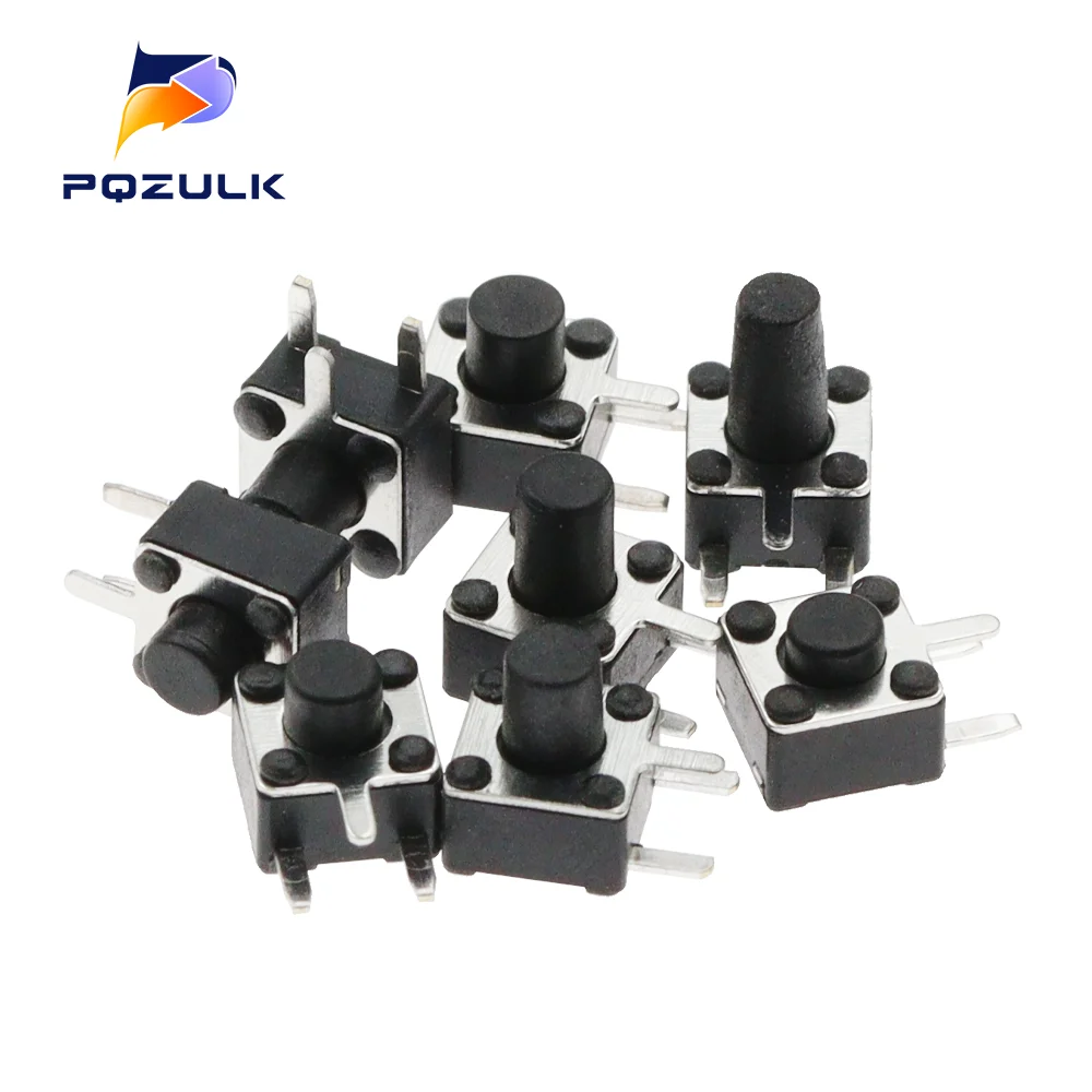 100PCS 4.5x4.5mm Panel PCB Momentary Switch Toy switch DIP Side 3pin 4.5x4.5x3.8/4.5/5/6/7/8/9 MM 4.5*4.5*3.8MM 5MM 6MM 7MM 8MM