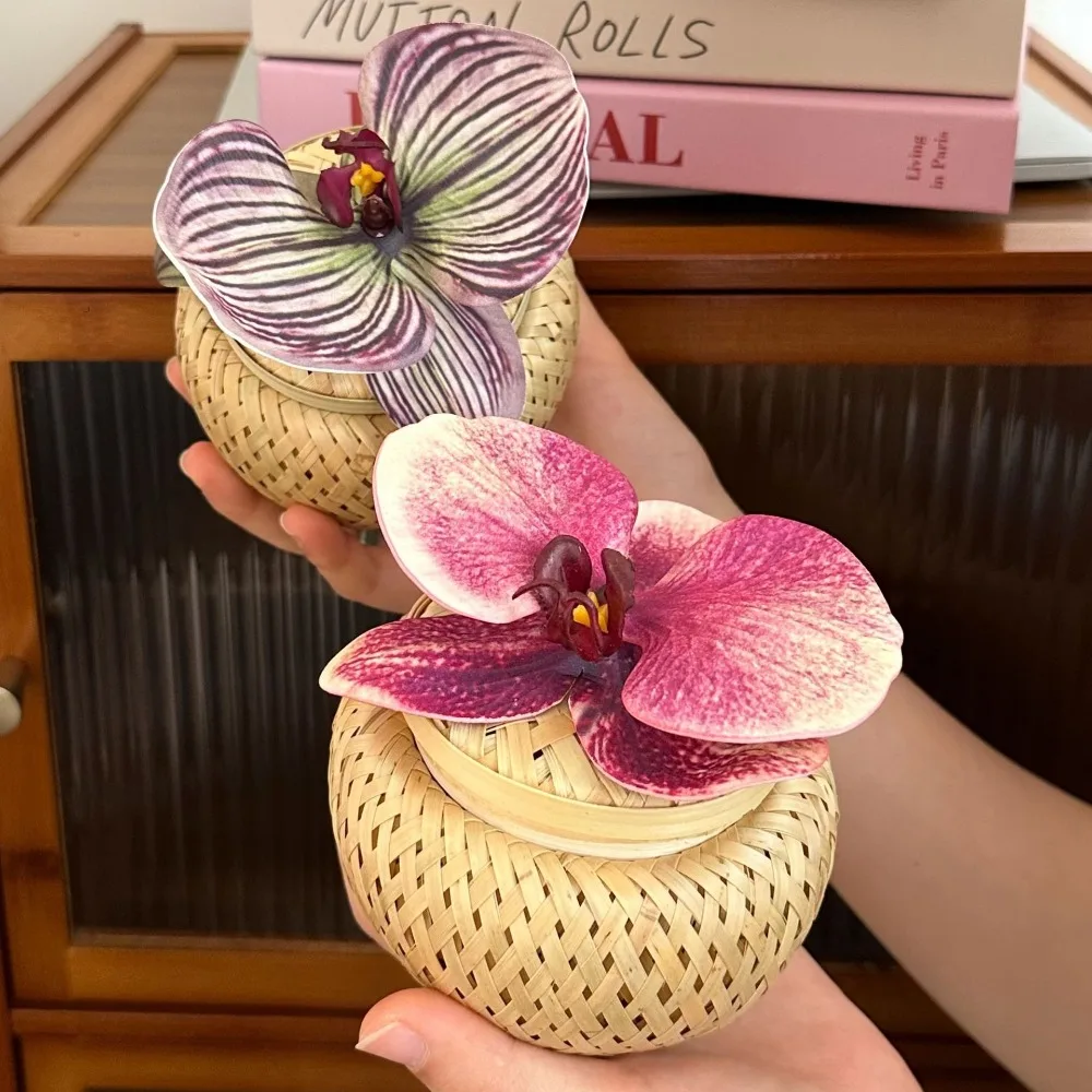 

Large Capacity Butterfly Orchid Jewelry Organizer Bamboo Weave Butterfly Orchid Design Large Capacity Jewelry Box