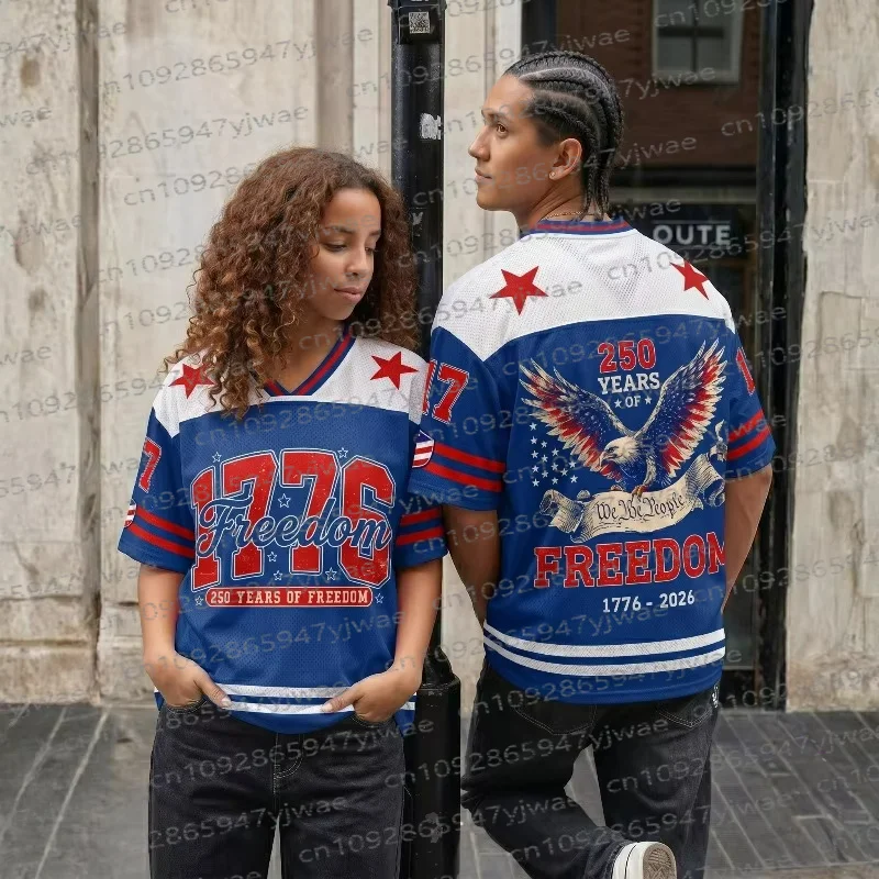 USA 250th Anniversary Mesh Jersey Fashionable Streetwear Couple'S Y2k Top Football Sports Jersey Summer Parent-child T-Shirt Top