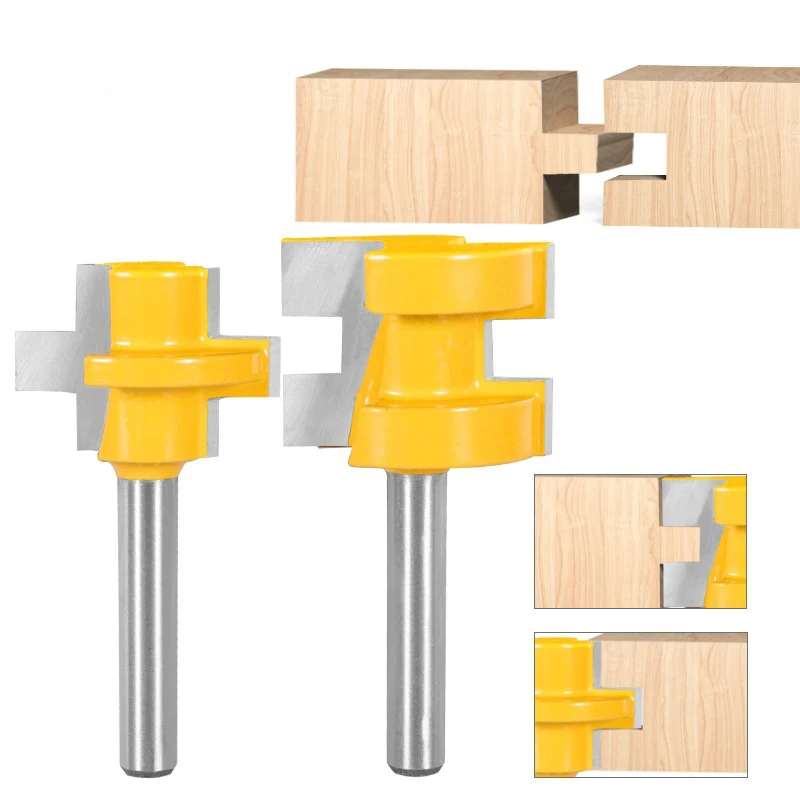 2 Pcs 8mm Shank Square Tooth Tenon Joint Cutter, Flooring Cutter, Panel Cutter, Woodworking Router Bit