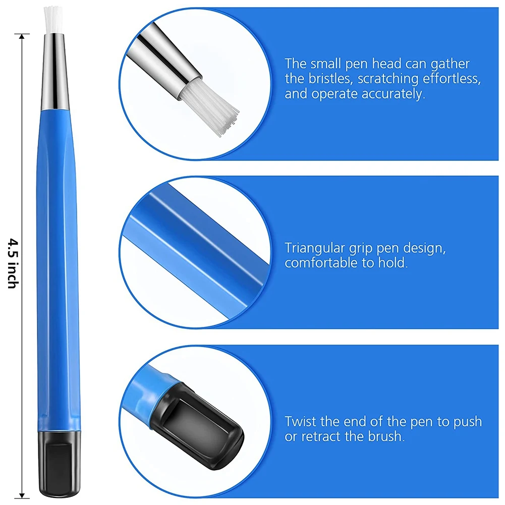 4Pcs/Set Rust Removal Brush Pen Glass Fiber / Brass /Steel /Nylon Brush Pen Shape Watch Parts Polishing Cleaning Tool