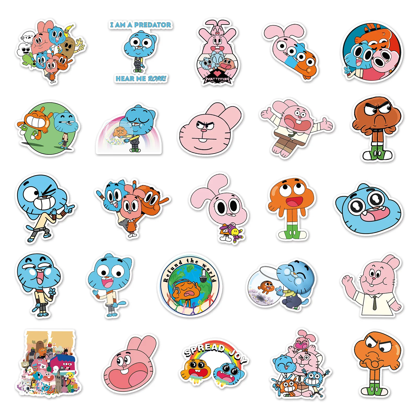 10/50PCS  Cartoon Animation The Amazing World of Gumball Stickers Cute and Funny Graffiti Decals Kids Toy DIY Phone Guitar Cup