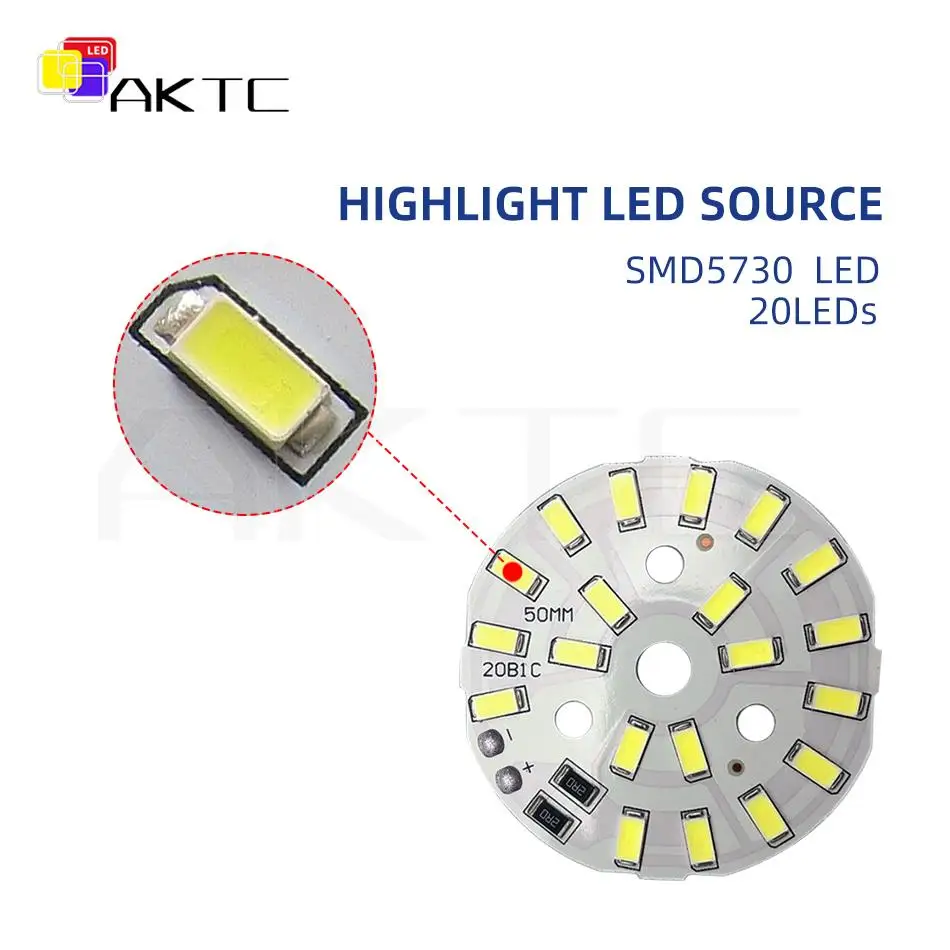 10 sztuk/partia okrągłe światło LED 5V 10W niskie napięcie SMD5730 20 LEDs 3000K ciepłe lub białe światło 6000K z funkcją ściemniania żarówki źródło