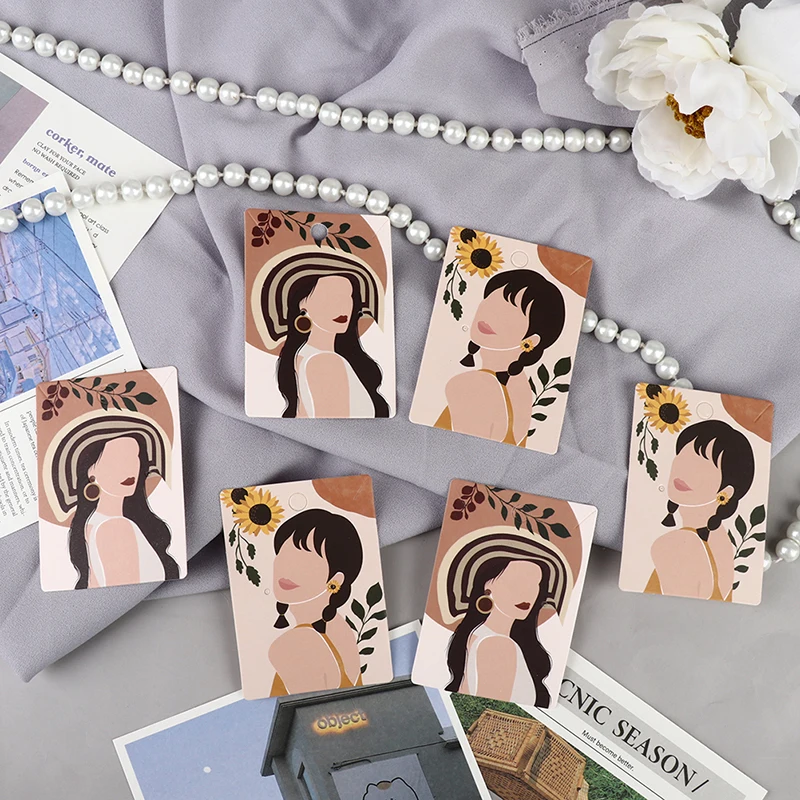 50 Stücke Frauen Muster Ohrring Display Karte Ohrstecker DIY Schmuck Paket Karte Halskette Schmuck Display Halter – Detail 7