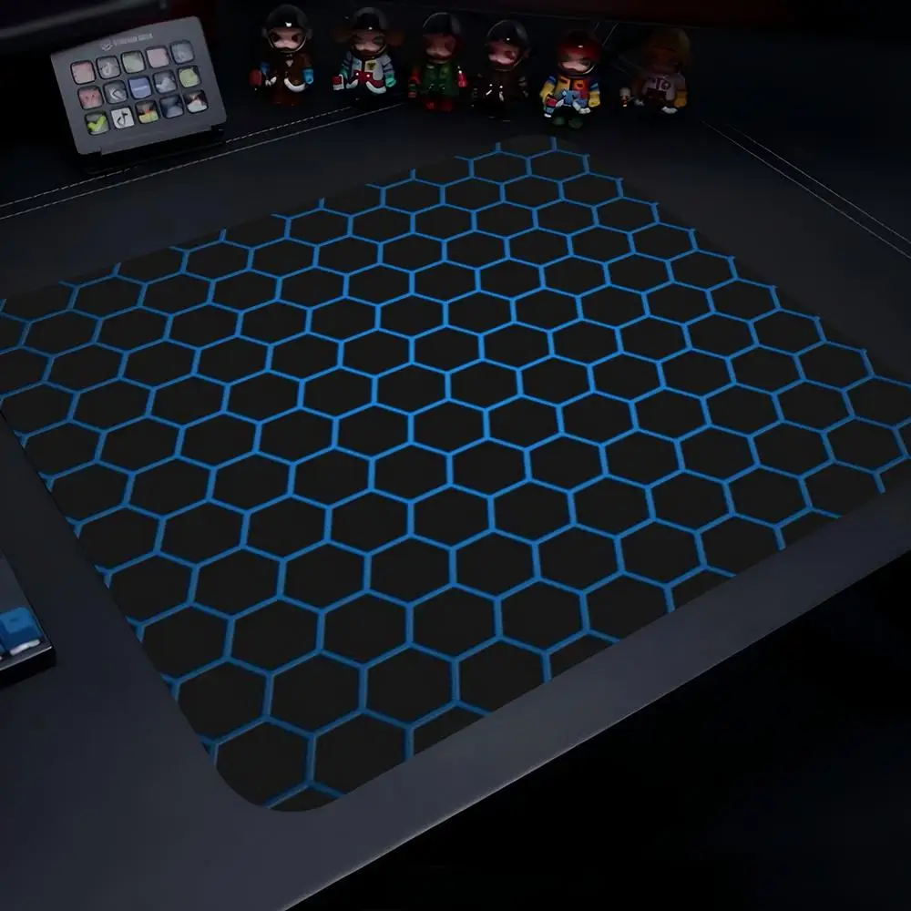Tech Honeycomb Hexagon Pattern Square MousePad Non Slip Rubber Desk Mat For Gaming Laptop Keyboard And Home Office Desktop Decor
