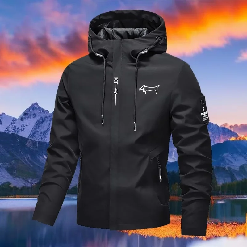Men's Waterproof Jacket, Lightweight, with Hood, for Outdoor, Windproof, for Hiking and Climbing