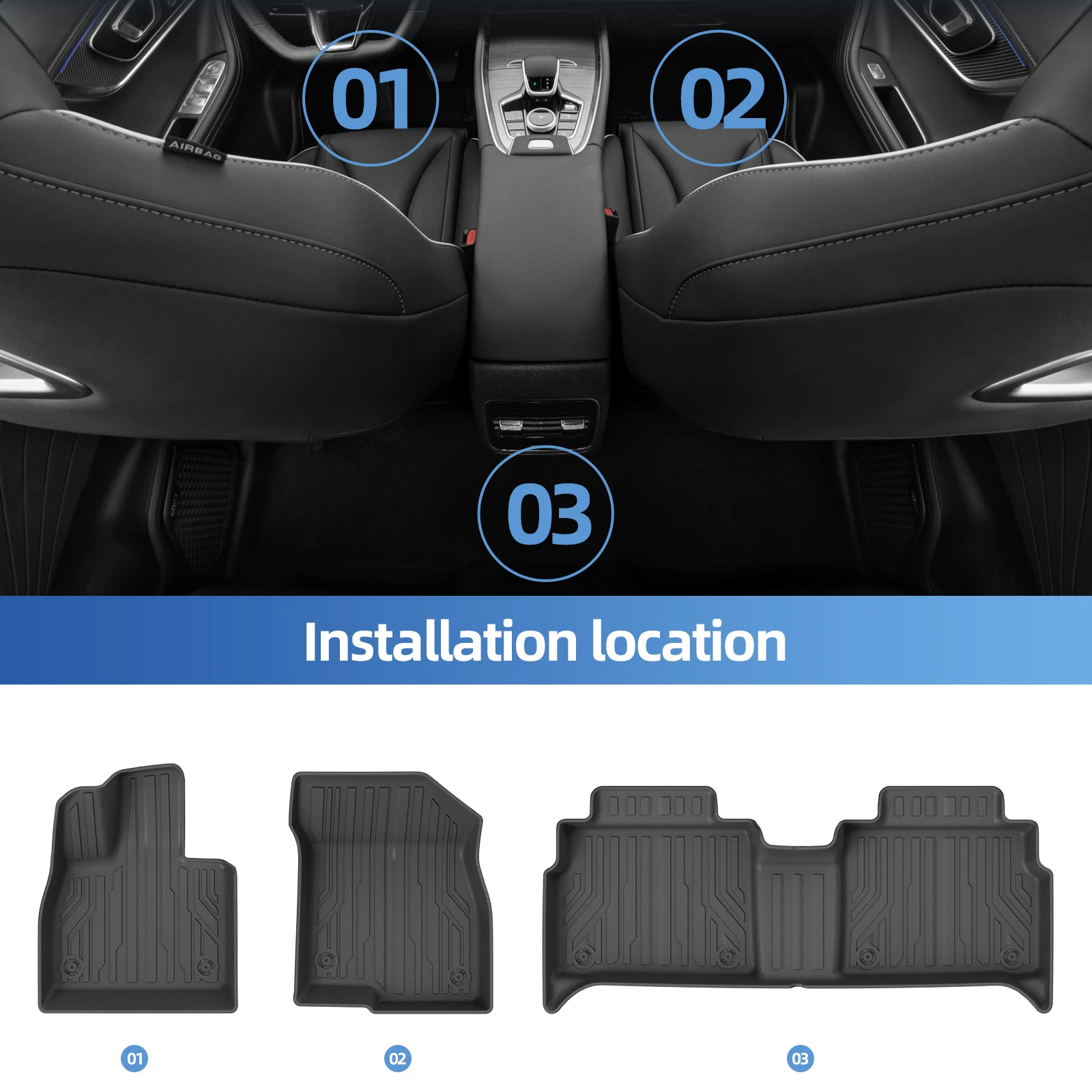 LUCKEASY Left Drive for Chery Tiggo 7L/Omoda C7 2026+ LHD Car Floor Mats Trunk Pad 3D TPE Foot Mat Waterproof Accessories Black
