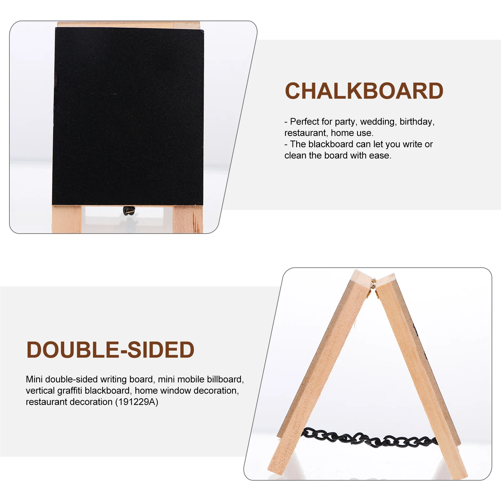 1 قطعة سبورة خشبية صغيرة مزدوجة الجوانب تسجيل الدائمة نوع الطاولة السبورة للرسائل رسم حفل زفاف مكتب المنزل #4