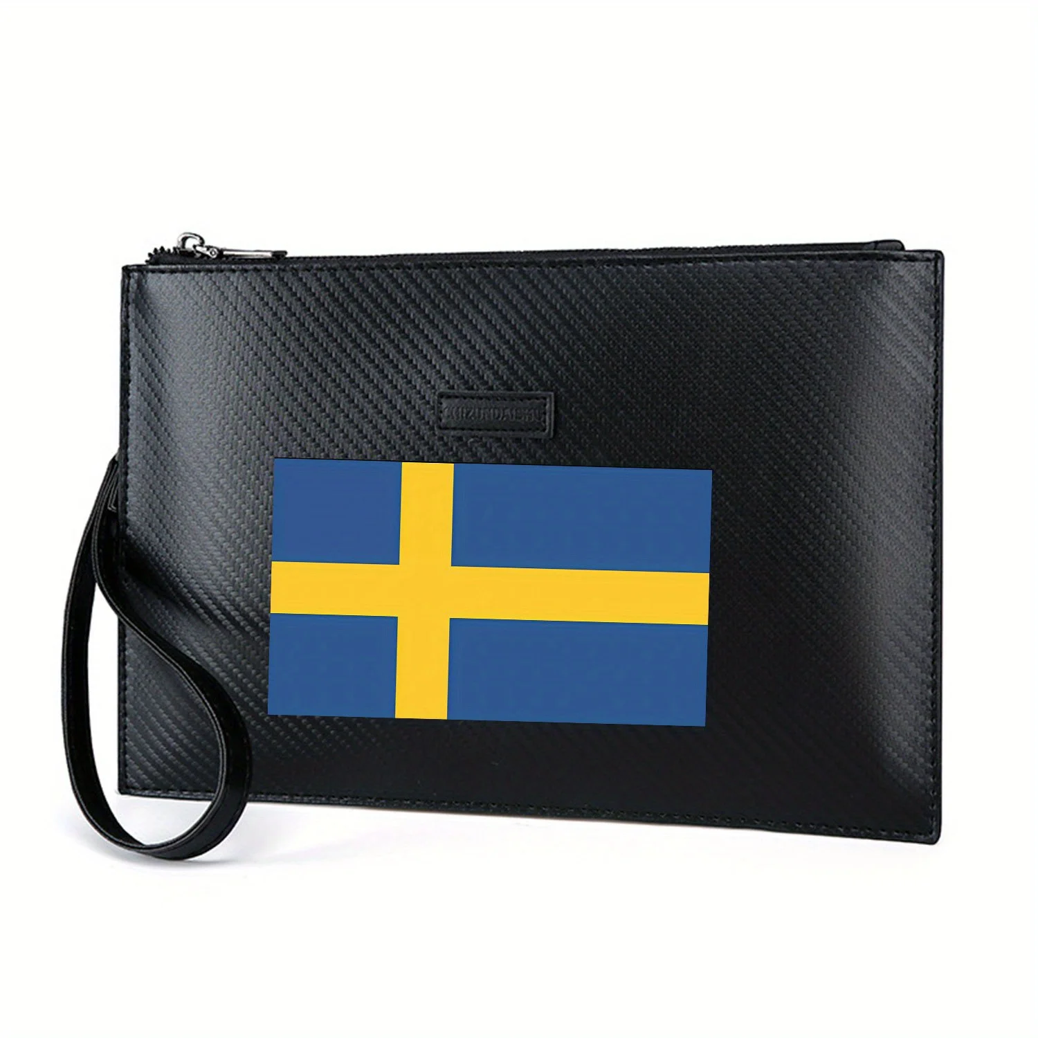 Forme rettangolari blu croce gialla Elegante borsa da uomo in PU stampata Alla moda e pratica per il trasporto quotidiano