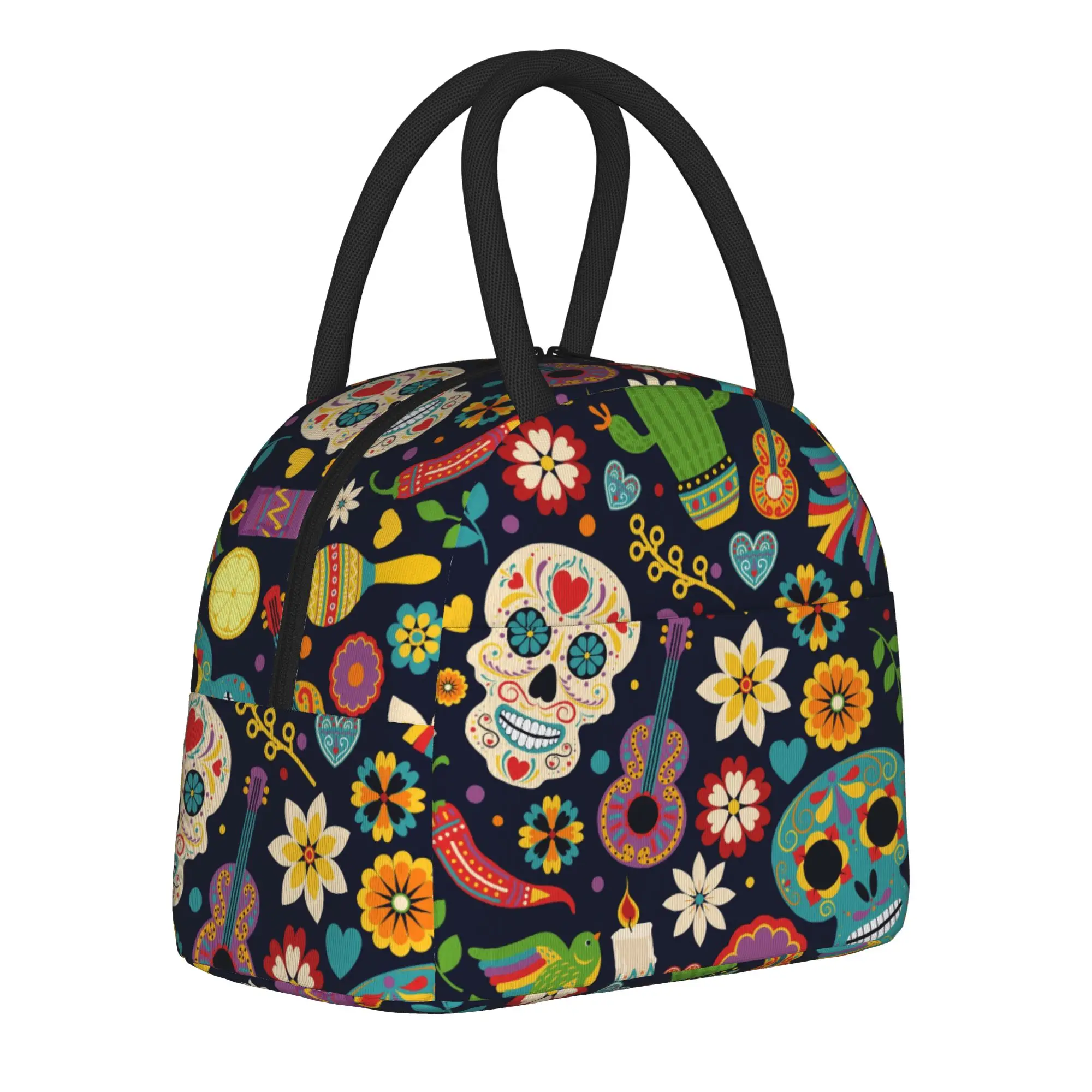 

Bones Skull Skeleton Insulated Lunch Bags Cooler Bag Reusable Portable Lunch Box Tote for Men Women Office Outdoor