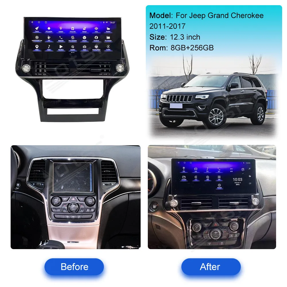 

For Jeep Grand Cherokee 2011-2017 Car Radio 12.3" Screen Multimedia Player GPS Navigation Wireless CarPlay Android Car Headunit