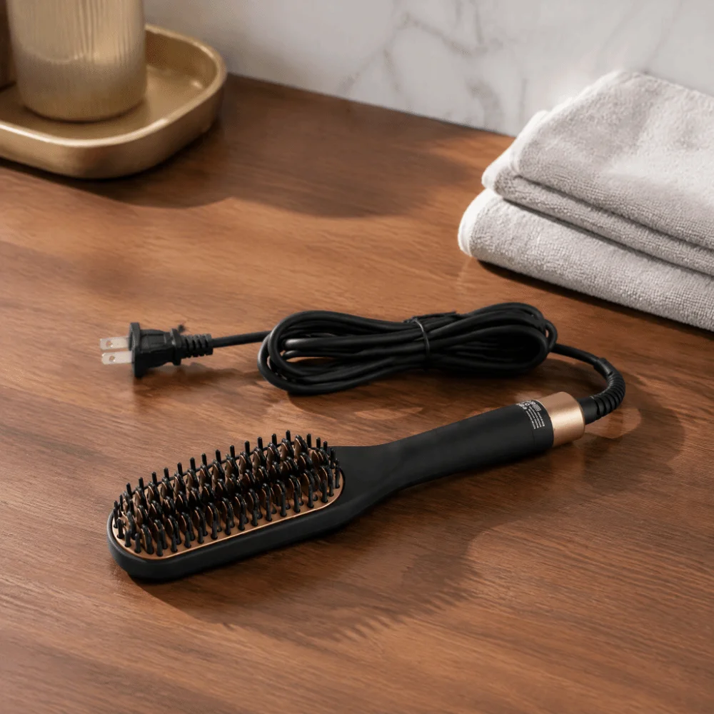 Tourmaline ceramics Beard Straighteners PTC Heating 43 Comb Teeth Hair Straightening Brush Automatic Shutdown 360° Swivel Cord