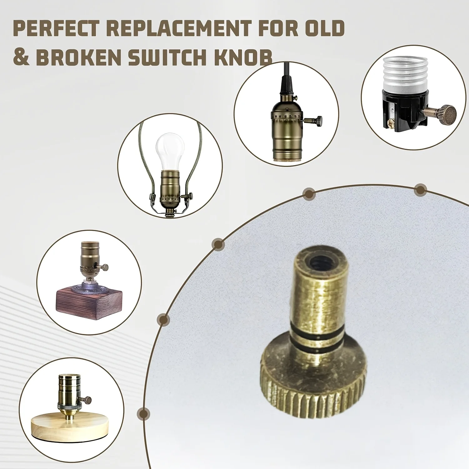 16pcs lamp holder handle with rotating knob in four colors, brass lamp switch knob replacement parts - view 3