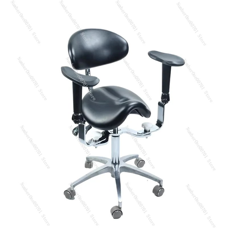 Microscope Saddle Chair - Adjustable Back & Armrests, Ergonomic Doctor Stool for Surgery & Dental Use