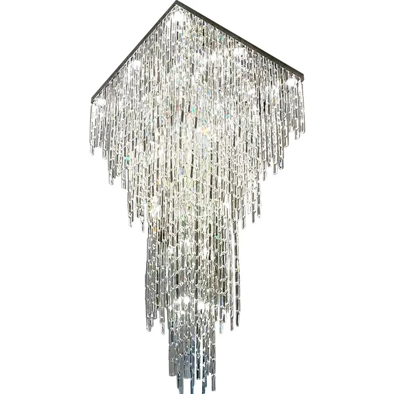 

Italian light luxury modern crystal lamp living room advanced feeling duplex stairs
