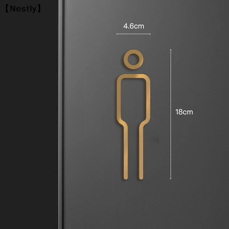 Black Gold Color Toilet Sign Plate Brass Wash Room Door Wall Label Sticker Wc Holder Signage Board〔Nest〕