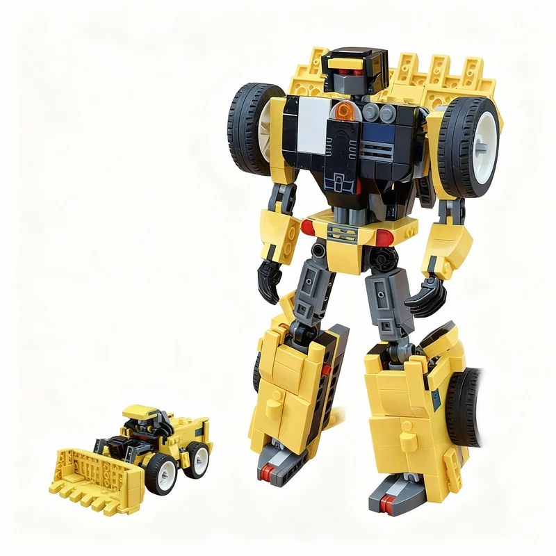 546pcs MOC Transformer Scrapper Excavator Using Icon Bumblebee Icons Model Building Blocks Christmas Gifts Construction Toy DIY