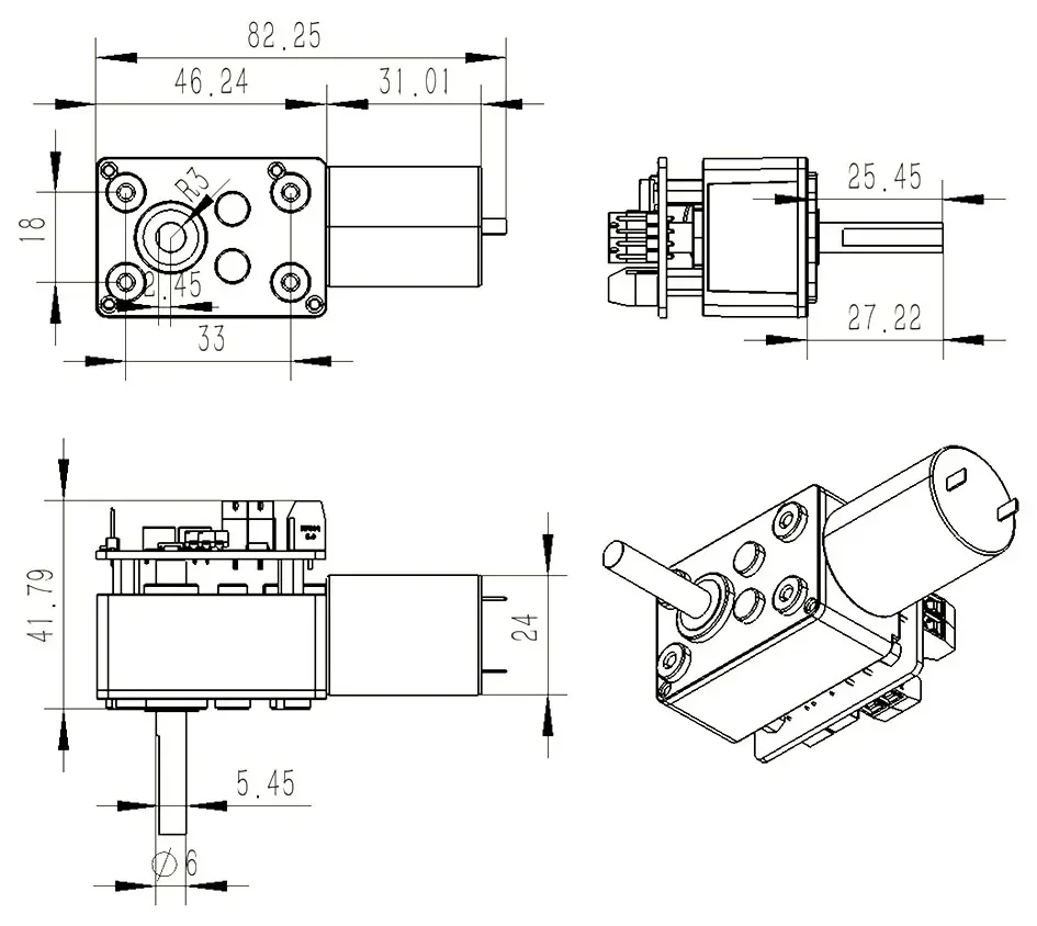 Servo encodeur magnétique à 360 degrés ASMC-LQ 30 kg / 60 kg avec réducteur à vis sans fin, bras de servo en métal, support de disque pour les commandes de vannes de robot