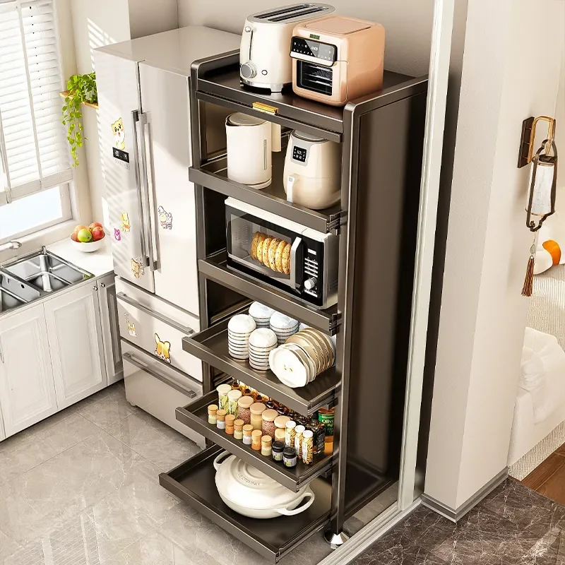 for Kitchen Storage Cabinet Steel Multifunctional Rack for Oven Microwave Shelf Floor Standing Multi-layer Organizer