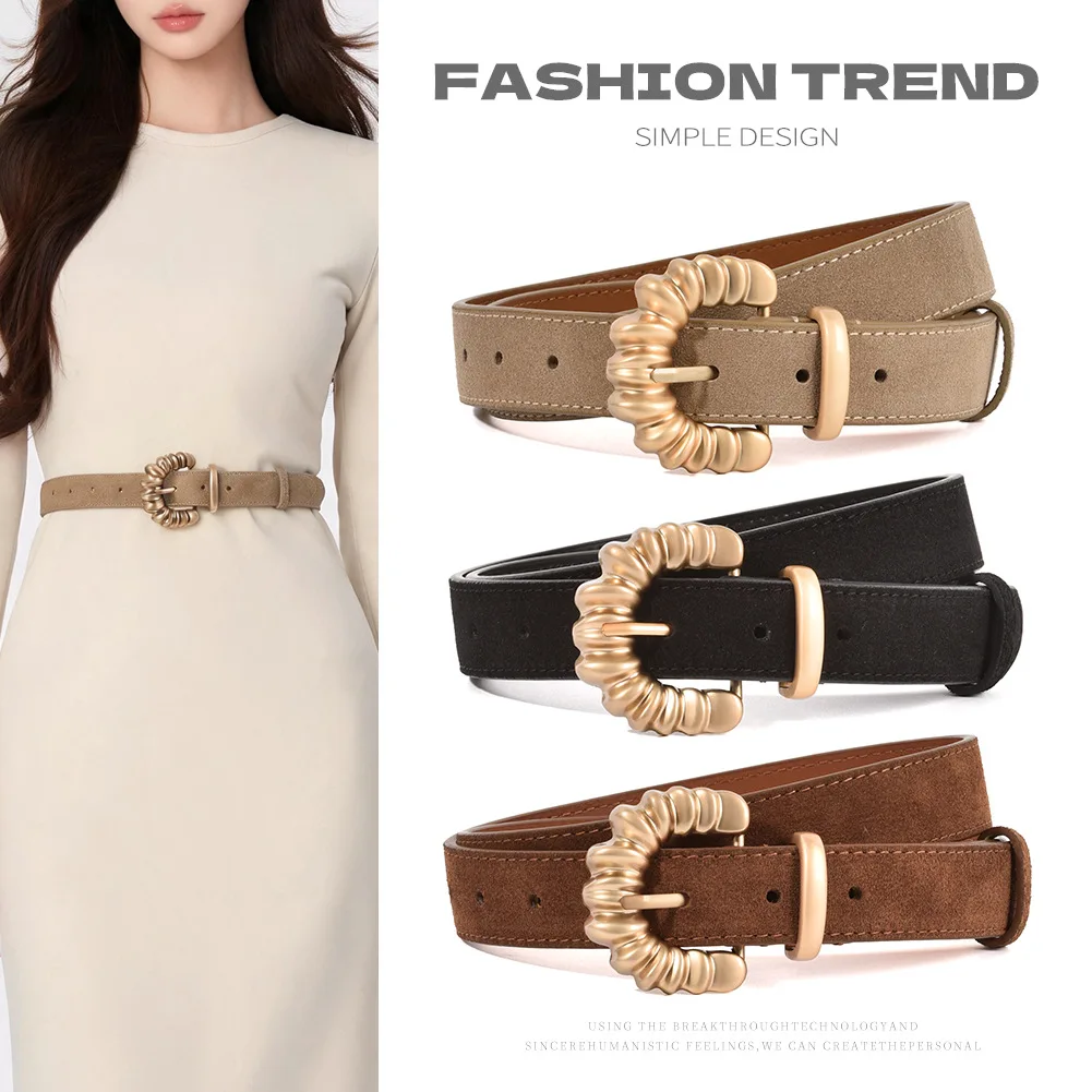 Retro high-end belt for women, fashionable and versatile, light luxury metal buckle paired with trousers, skirt, belt for women