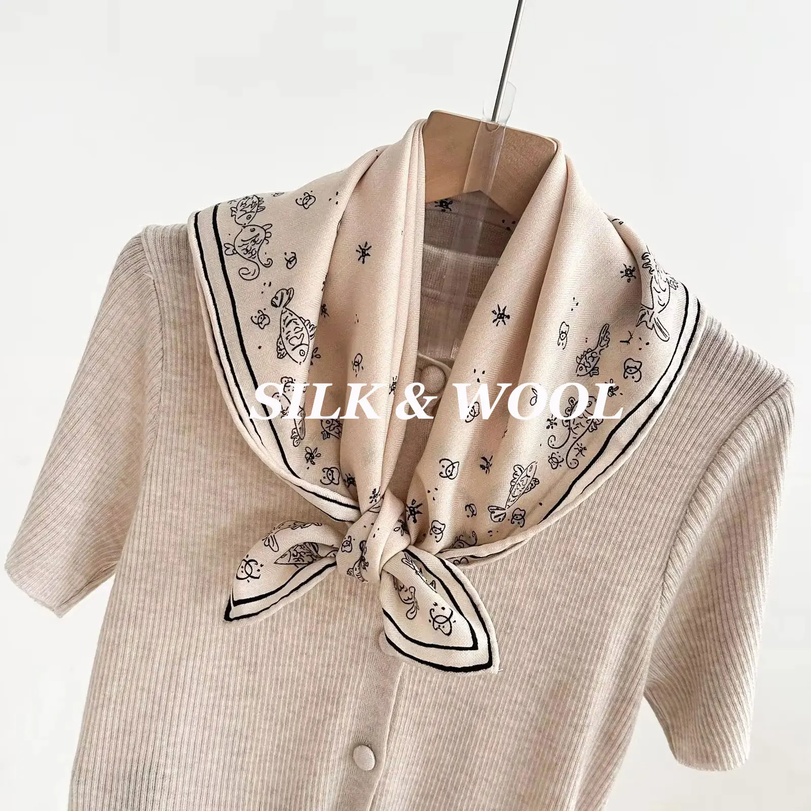 

Fashion 70% wool 30% Real Silk Scarf for Women Shawls Wraps Foulard Scarves Square Pashmina Female Hijab Bandana Kerchief schals