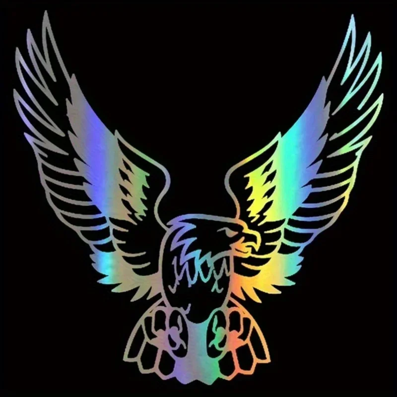 1PC 눈길을 끄는 홀로그램 독수리 데칼 - 탈부착 가능한 장식 스티커, 데스크탑 장식, 자전거 프레임 및 냉장고 문에 적합