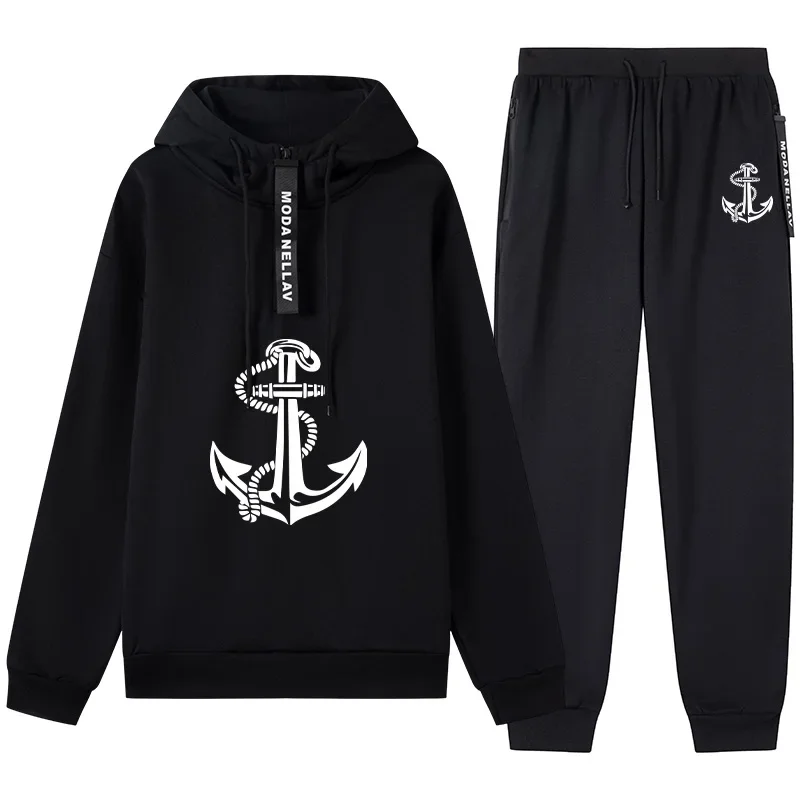 

Лидер продаж на каждый день, осень-зима, повседневный мужской спортивный костюм с капюшоном для занятий спортом на открытом воздухе, цельный свитшот и спортивные штаны, комфортный бег