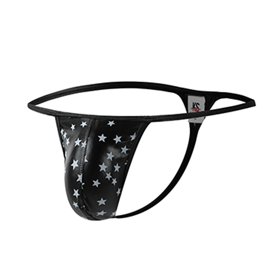 

Mens Briefs Backless Breathable Jockstrap Low Waist Wetlook Panties Tback Thongs Underpants Artificial Leather