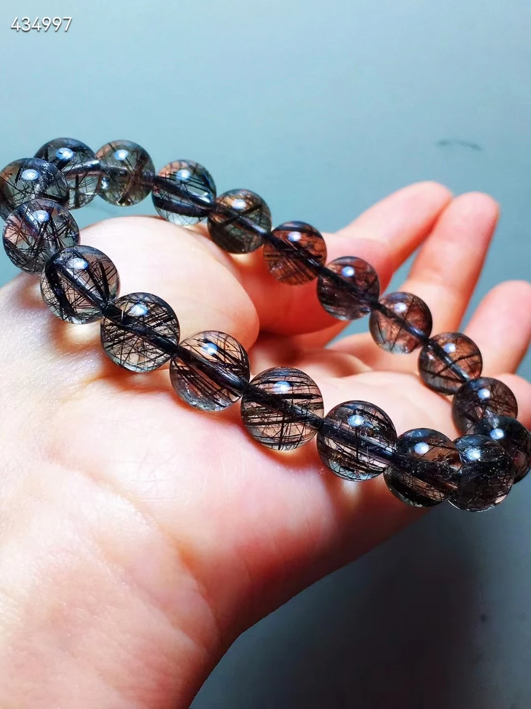 10mm Natural Black Rutilated Quartz Beads Bracelet Brazil Women Men Clear Round Beads Rare Wealthy Bangle AAAAAAA